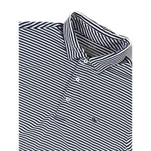 VINEYARD VINES Performance Mens Polo Shirt Medium Navy Blue Stripe Golf Stretch